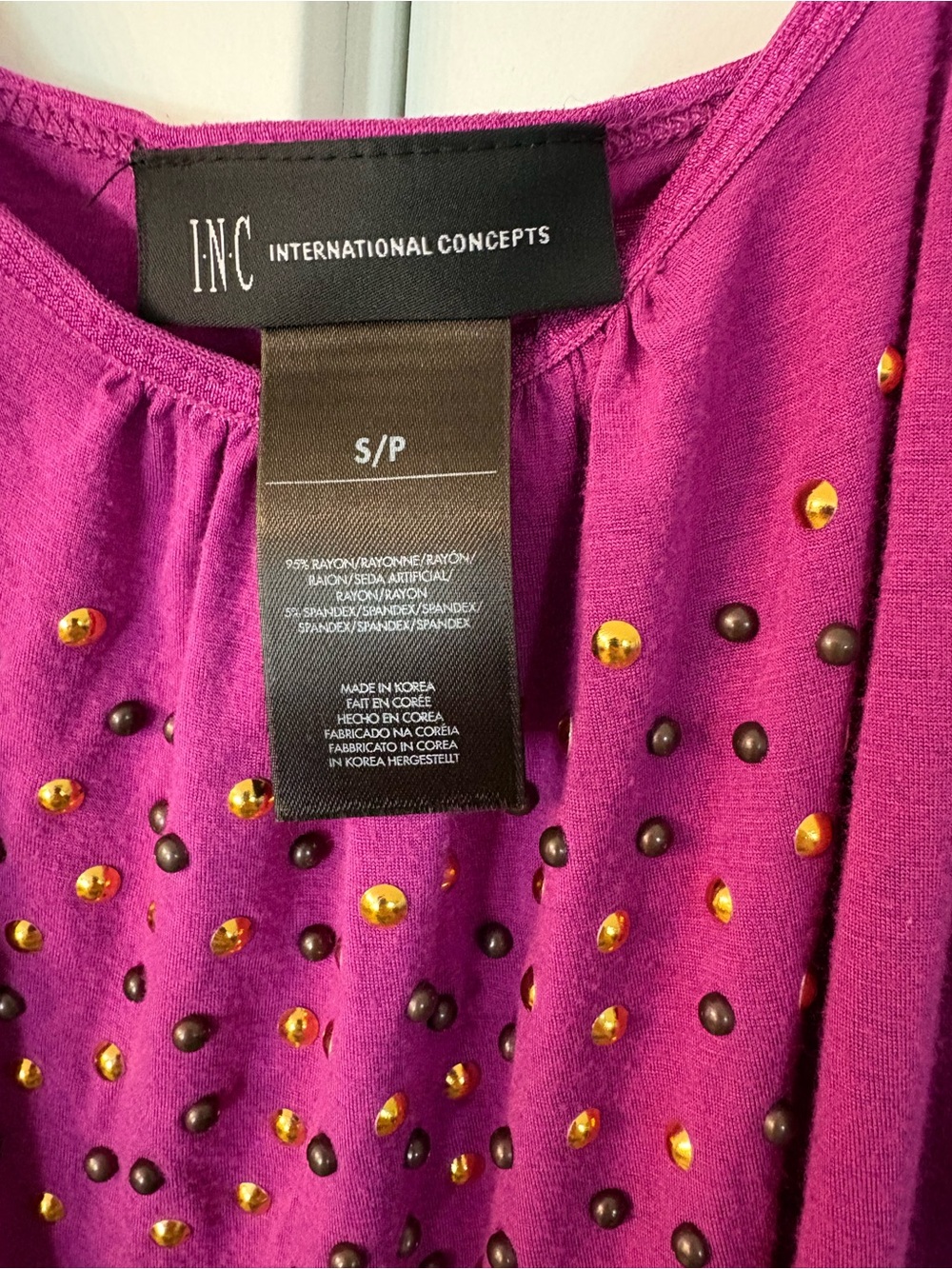 Vintage INC Studded Magenta Draped Top - Size Small - Y2K - Picture 2 of 4